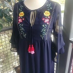 Super Flirty Blue Bell Sleeve Dress